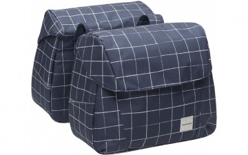 Dubbele fietstas new looxs joli blauw geruit 1