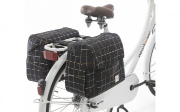 Dubbele fietstas new looxs joli zwart geruit 4