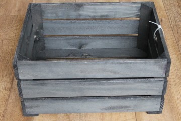 Fietskrat hout donker bruin/grijs groot